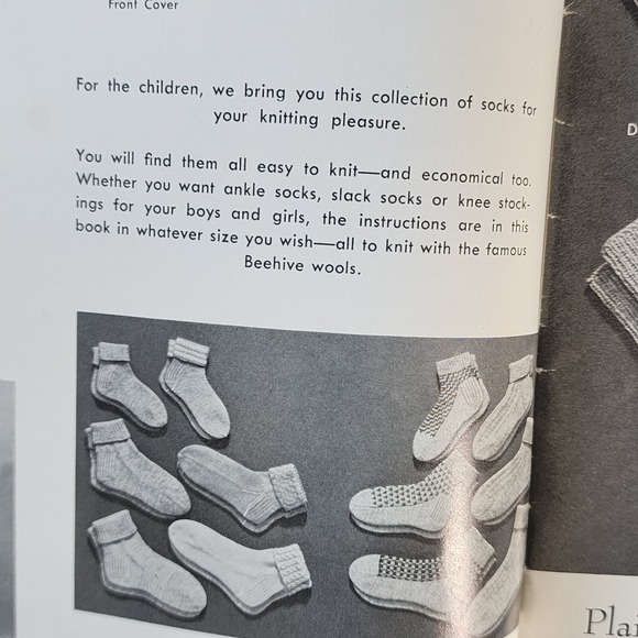VTG BEEHIVE Socks Knitting Pattern Book Series 68 PATONS 1950 Kids 2 - 14 Ankle - Picture 8 of 16